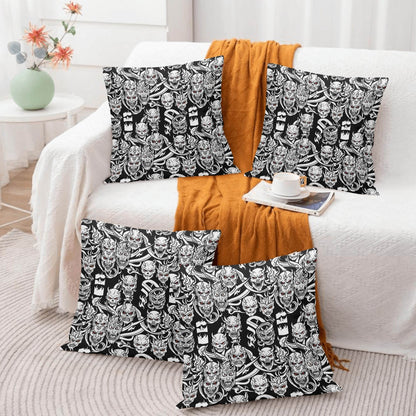 Demons Peach Velvet 4 Pcs Square Pillow Case Covers (5 sizes) - DeRose Seasonal
