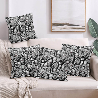 Demons Peach Velvet 4 Pcs Square Pillow Case Covers (5 sizes) - DeRose Seasonal