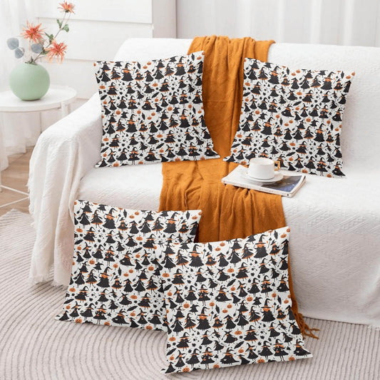 Witches Peach Velvet 4 Pcs Square Pillow Case Covers (5 sizes) - DeRose Seasonal