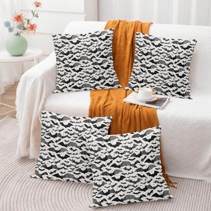 Bats Peach Velvet 4 Pcs Square Pillow Case Covers (5 sizes) - DeRose Seasonal