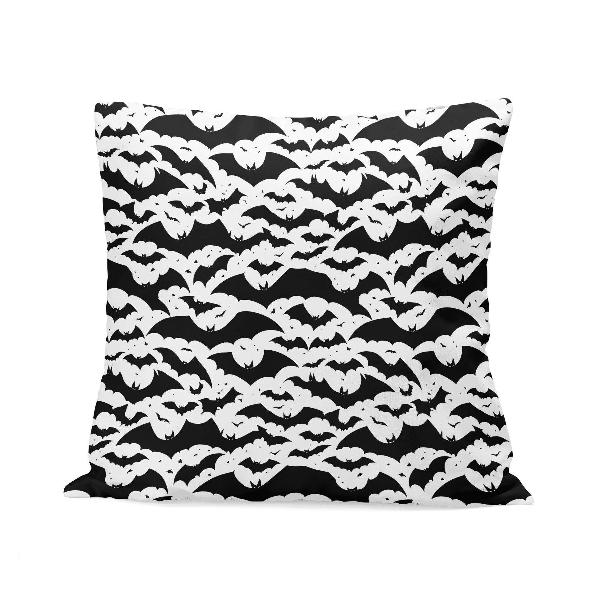 Black and White Bats Peach Velvet 4 Pcs Square Pillow Case Covers (5 sizes) - DeRose Seasonal