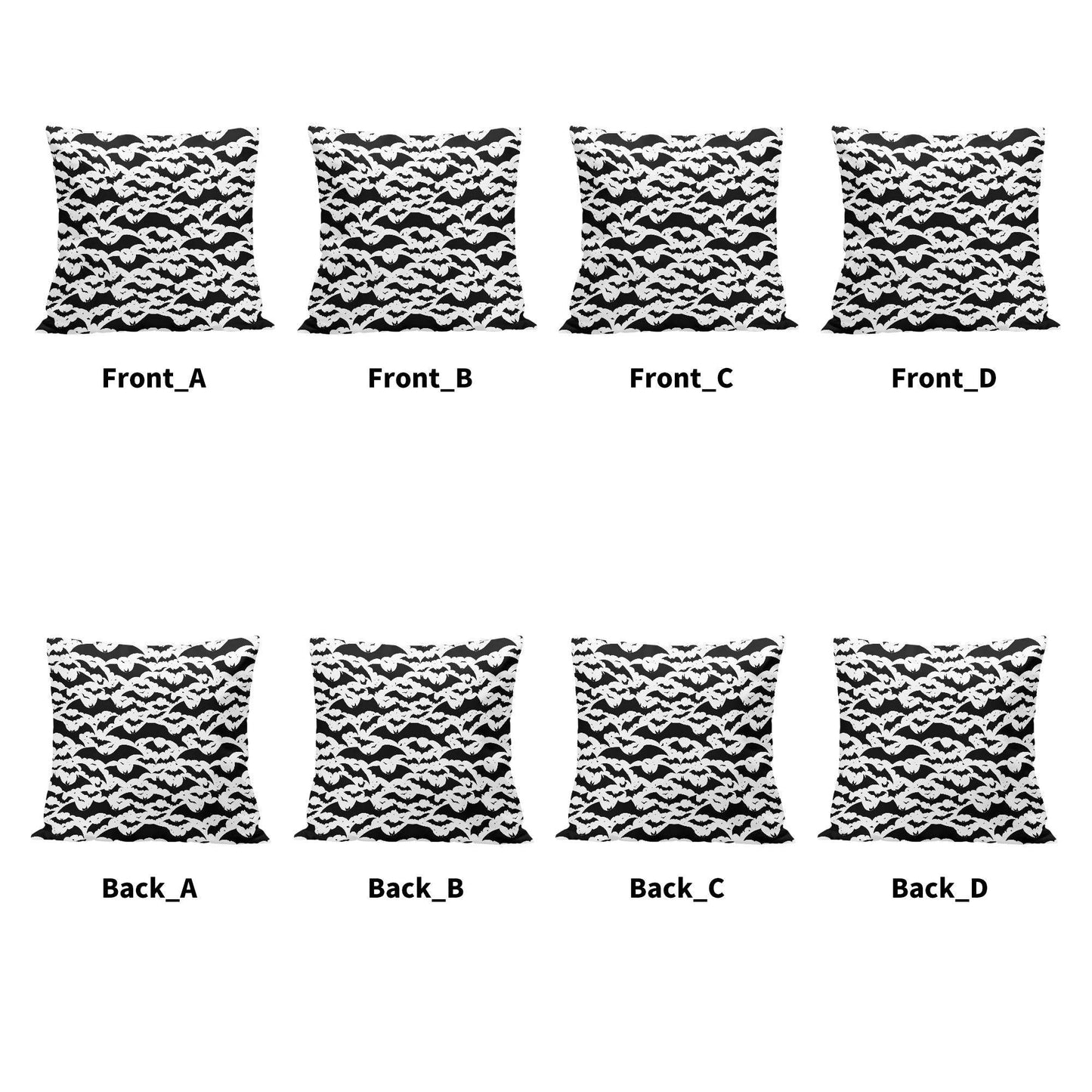 Black and White Bats Peach Velvet 4 Pcs Square Pillow Case Covers (5 sizes) - DeRose Seasonal