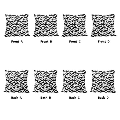 Black and White Bats Peach Velvet 4 Pcs Square Pillow Case Covers (5 sizes) - DeRose Seasonal