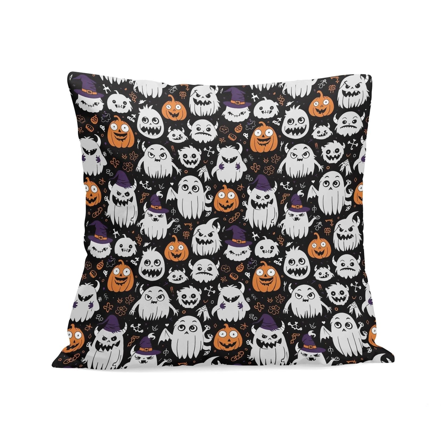 Cute Monster Witch Peach Velvet 4 Pcs Square Pillow Case Covers (5 sizes) - DeRose Seasonal