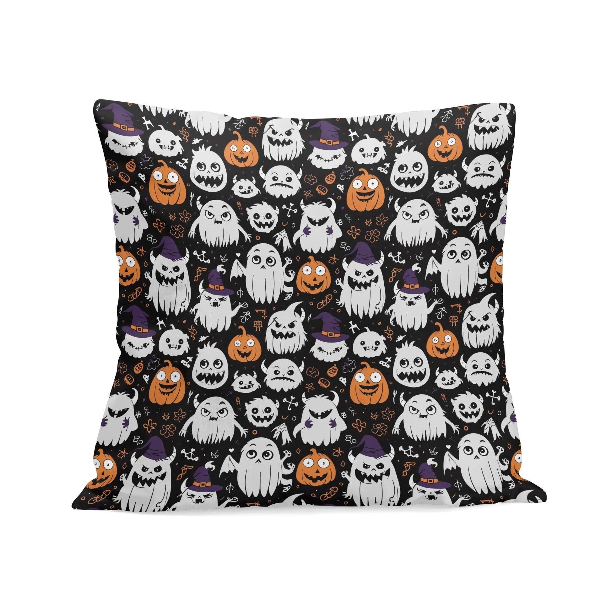 Cute Monster Witch Peach Velvet 4 Pcs Square Pillow Case Covers (5 sizes) - DeRose Seasonal