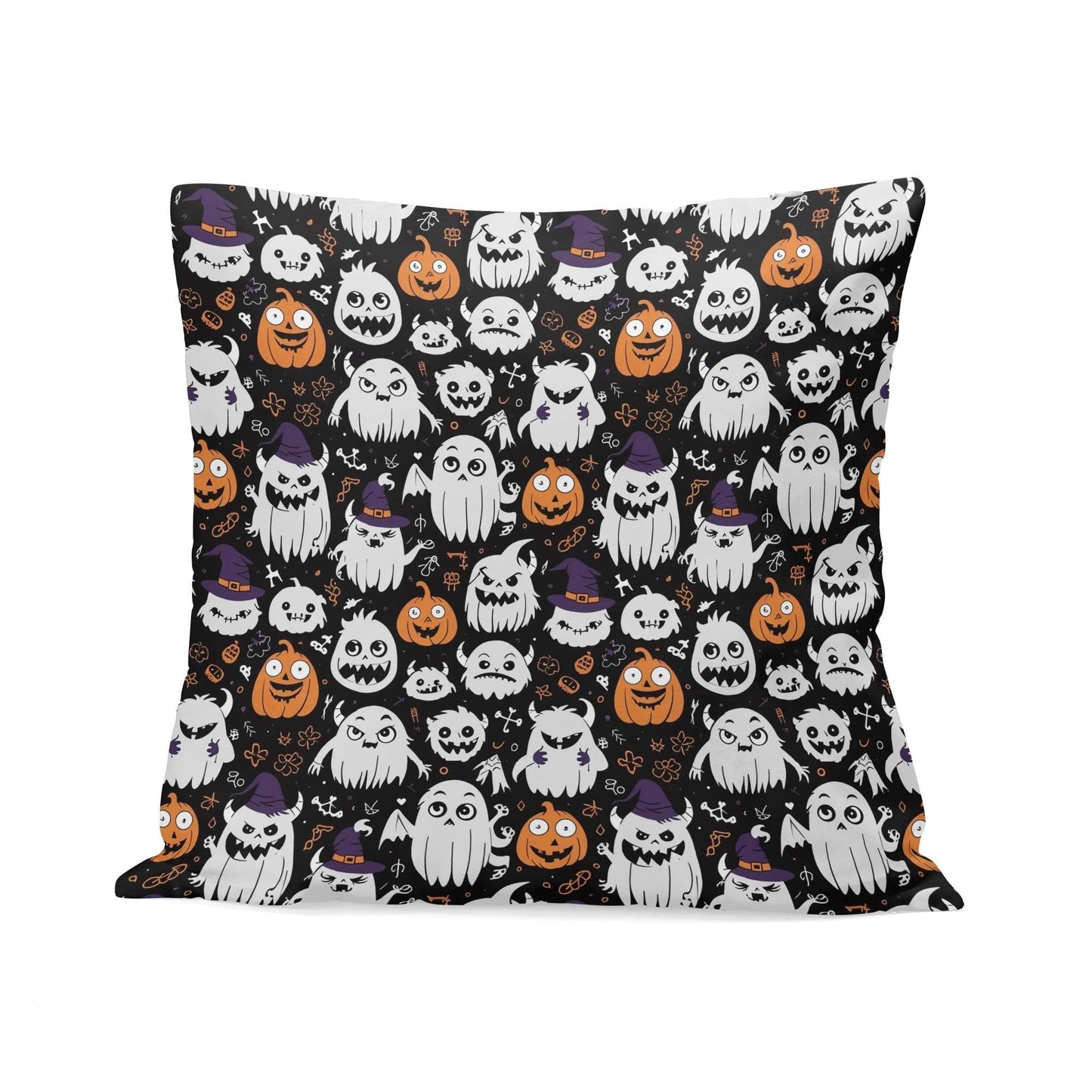 Cute Monster Witch Peach Velvet 4 Pcs Square Pillow Case Covers (5 sizes) - DeRose Seasonal