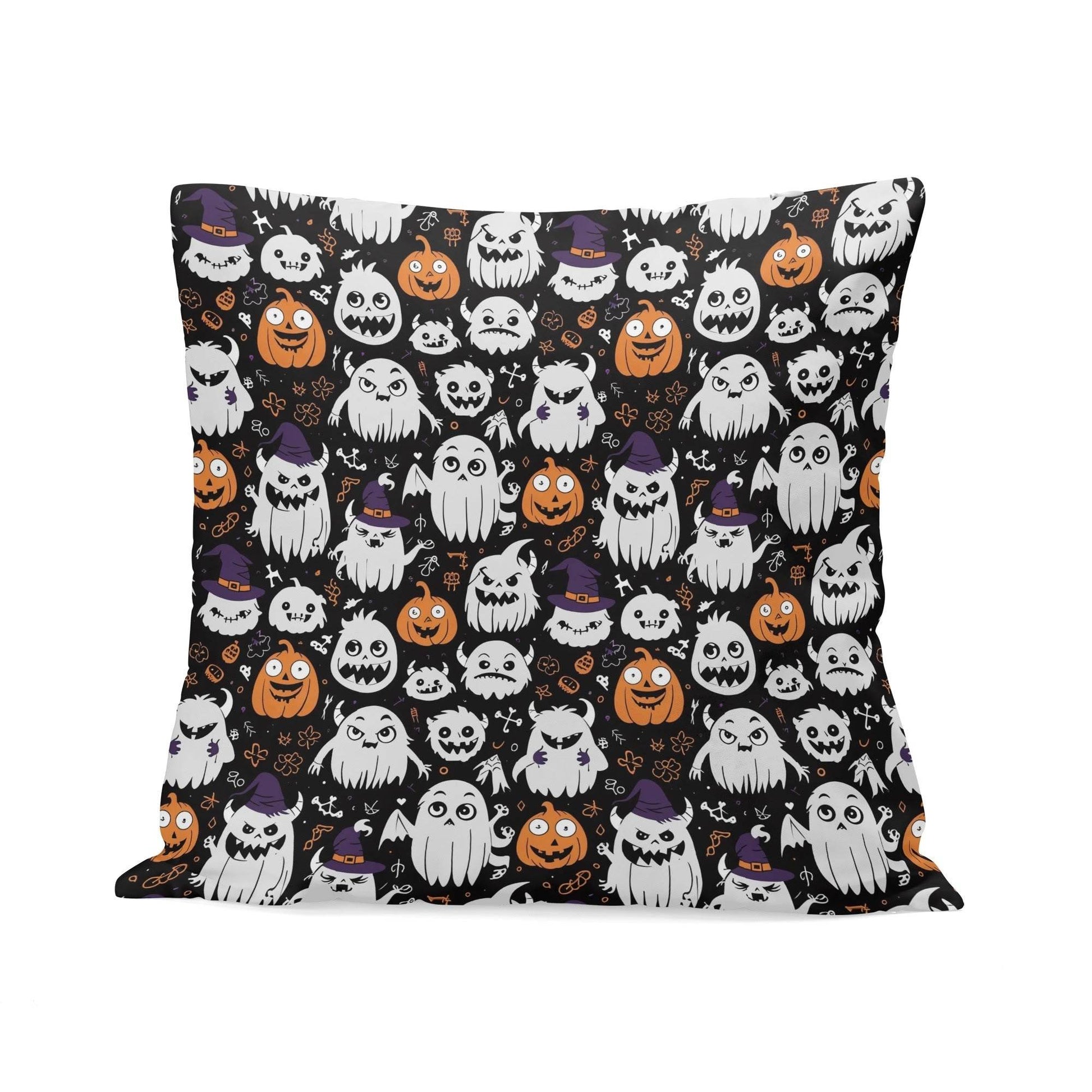 Cute Monster Witch Peach Velvet 4 Pcs Square Pillow Case Covers (5 sizes) - DeRose Seasonal
