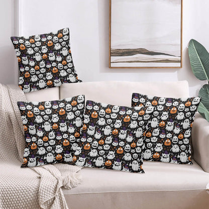 Cute Monster Witch Peach Velvet 4 Pcs Square Pillow Case Covers (5 sizes) - DeRose Seasonal
