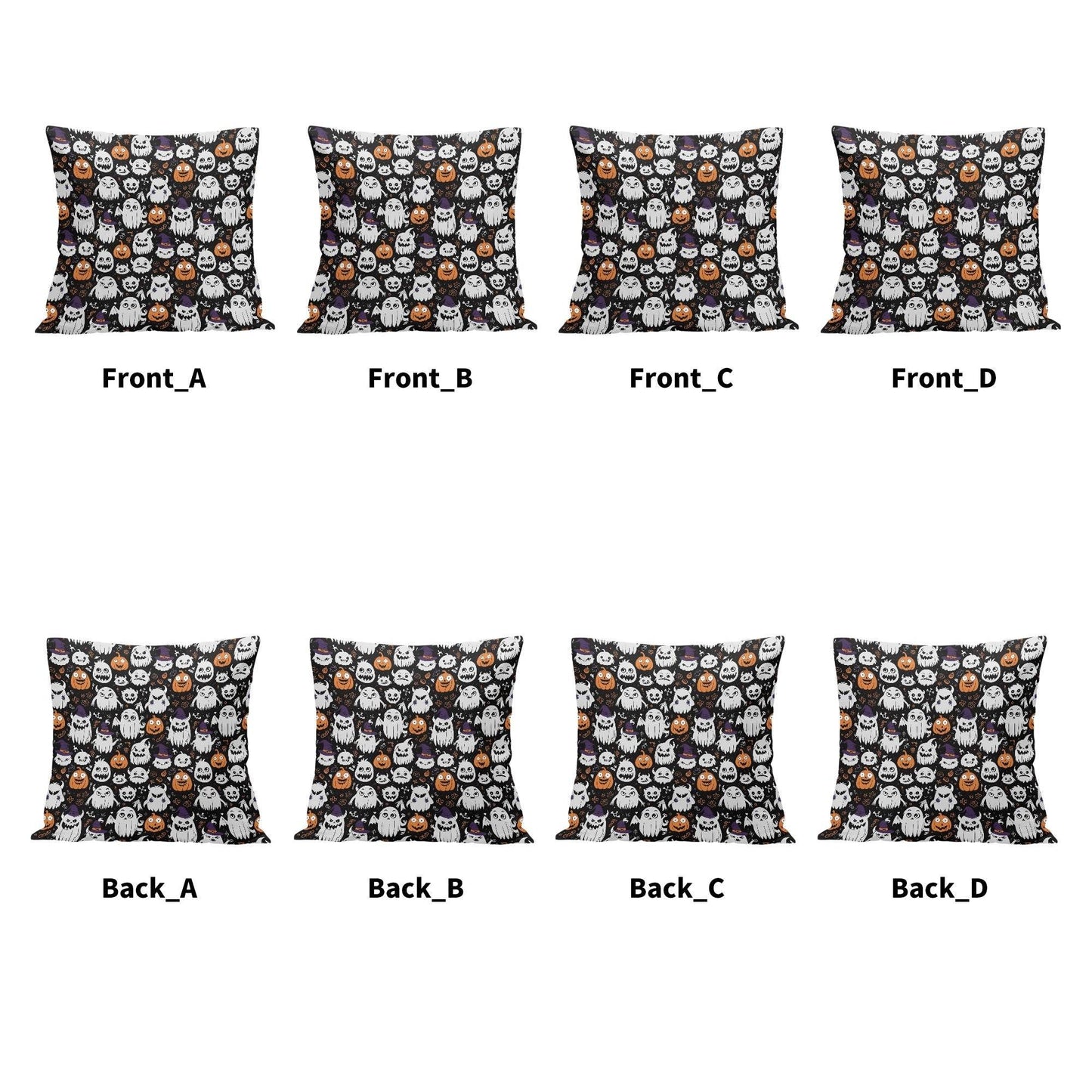 Cute Monster Witch Peach Velvet 4 Pcs Square Pillow Case Covers (5 sizes) - DeRose Seasonal