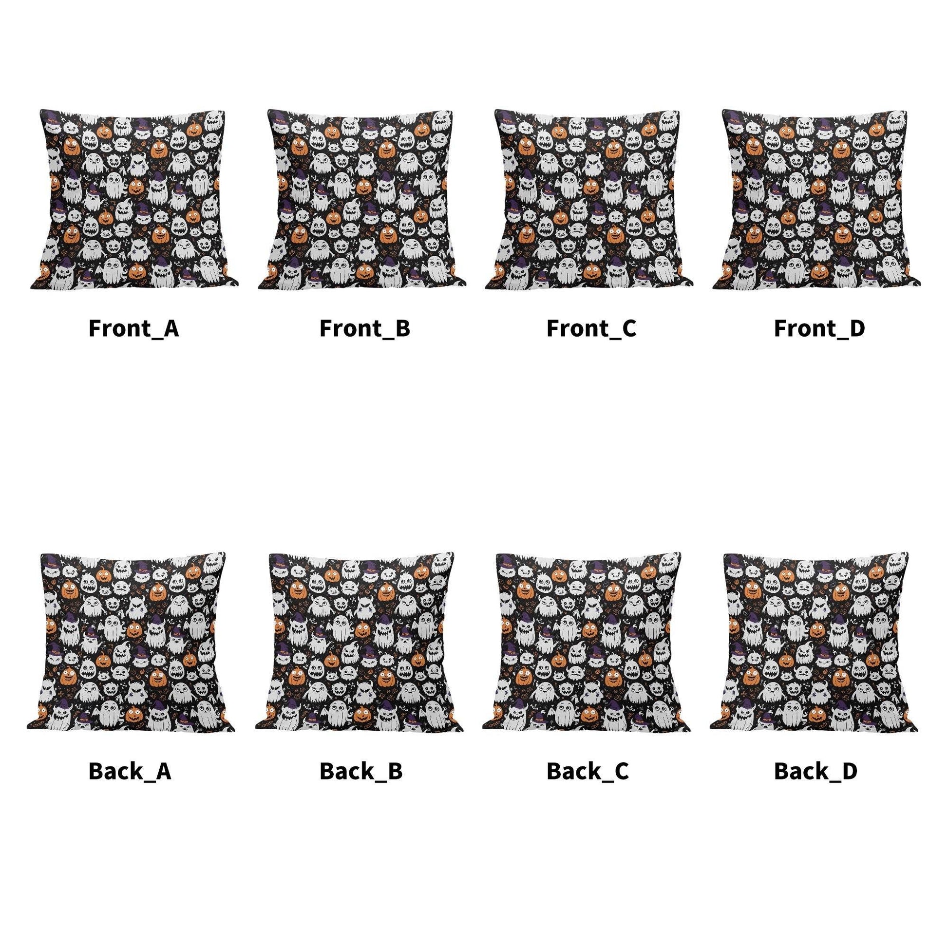 Cute Monster Witch Peach Velvet 4 Pcs Square Pillow Case Covers (5 sizes) - DeRose Seasonal