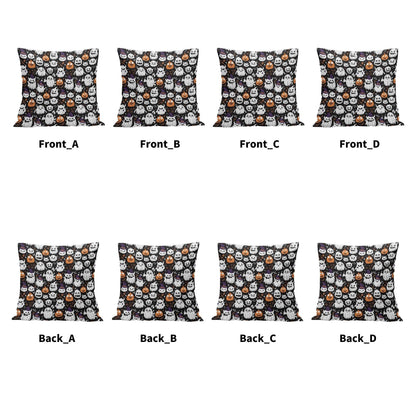 Cute Monster Witch Peach Velvet 4 Pcs Square Pillow Case Covers (5 sizes) - DeRose Seasonal