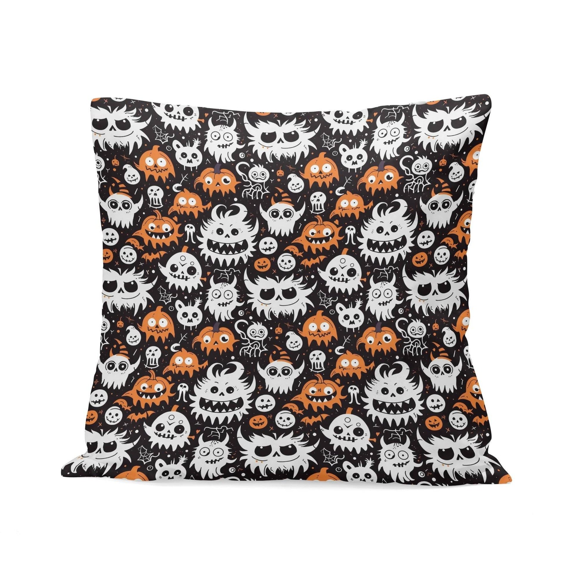 Cute Monsters Peach Velvet 4 Pcs Square Pillow Case Covers (5 sizes) - DeRose Seasonal