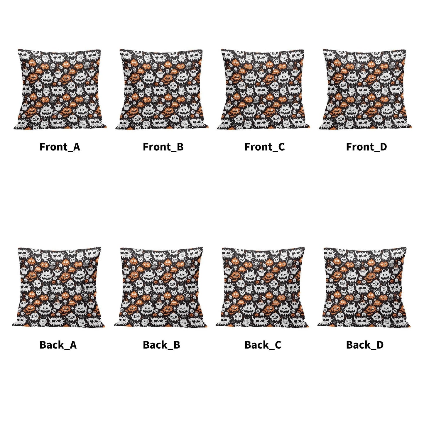 Cute Monsters Peach Velvet 4 Pcs Square Pillow Case Covers (5 sizes) - DeRose Seasonal