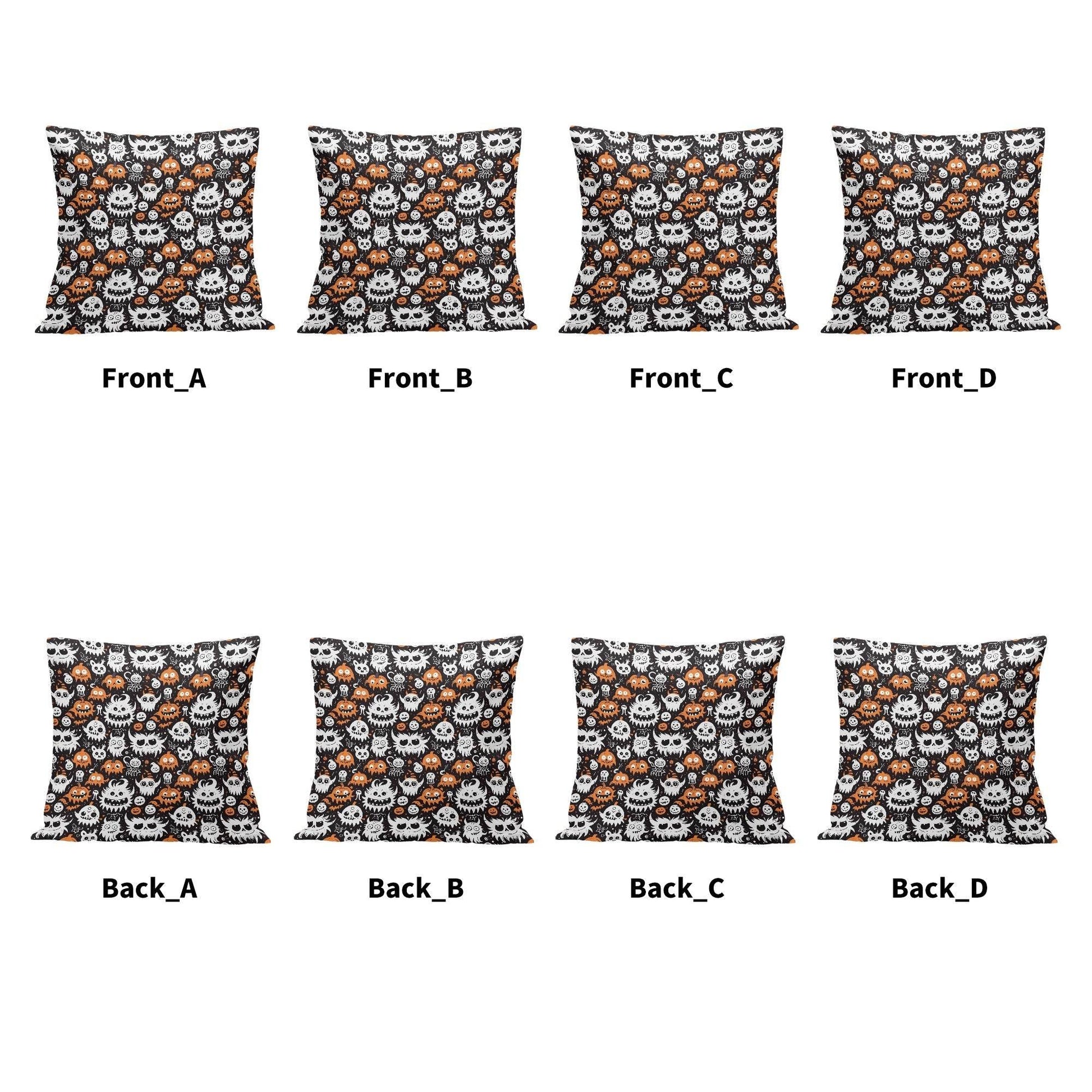 Cute Monsters Peach Velvet 4 Pcs Square Pillow Case Covers (5 sizes) - DeRose Seasonal