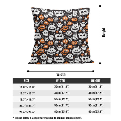 Cute Monsters Peach Velvet 4 Pcs Square Pillow Case Covers (5 sizes) - DeRose Seasonal