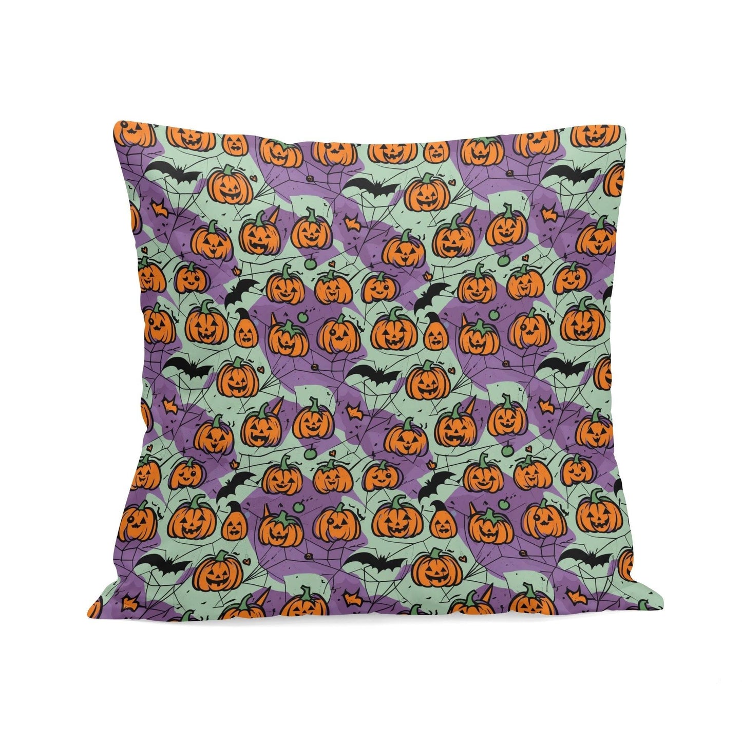 Green and Purple Pumpkins Peach Velvet 4 Pcs Square Pillow Case Covers (5 sizes) - DeRose Seasonal