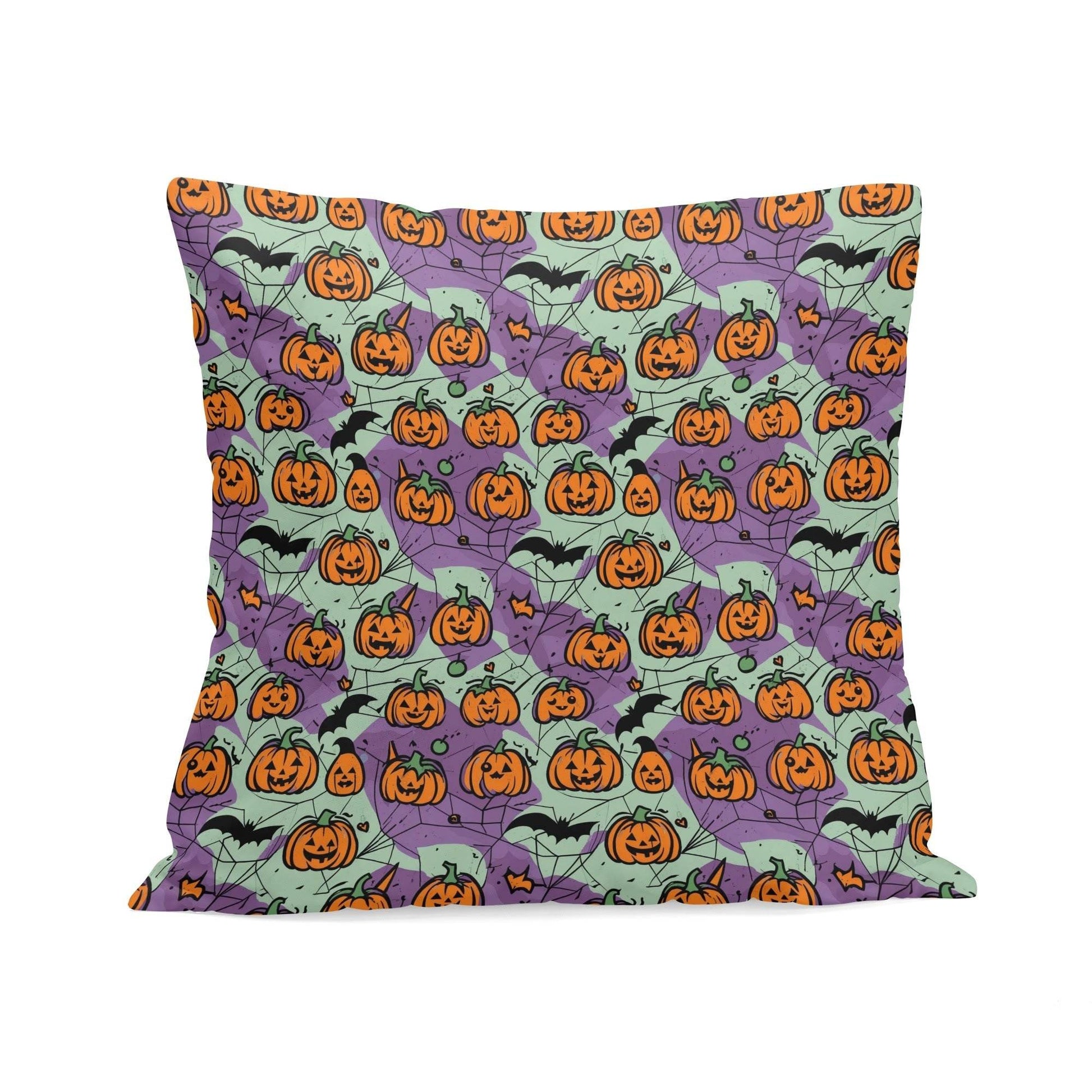 Green and Purple Pumpkins Peach Velvet 4 Pcs Square Pillow Case Covers (5 sizes) - DeRose Seasonal