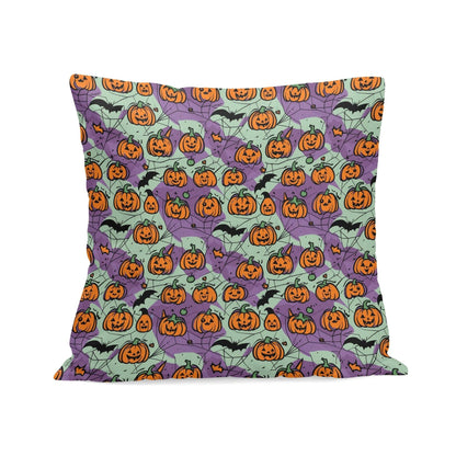 Green and Purple Pumpkins Peach Velvet 4 Pcs Square Pillow Case Covers (5 sizes) - DeRose Seasonal