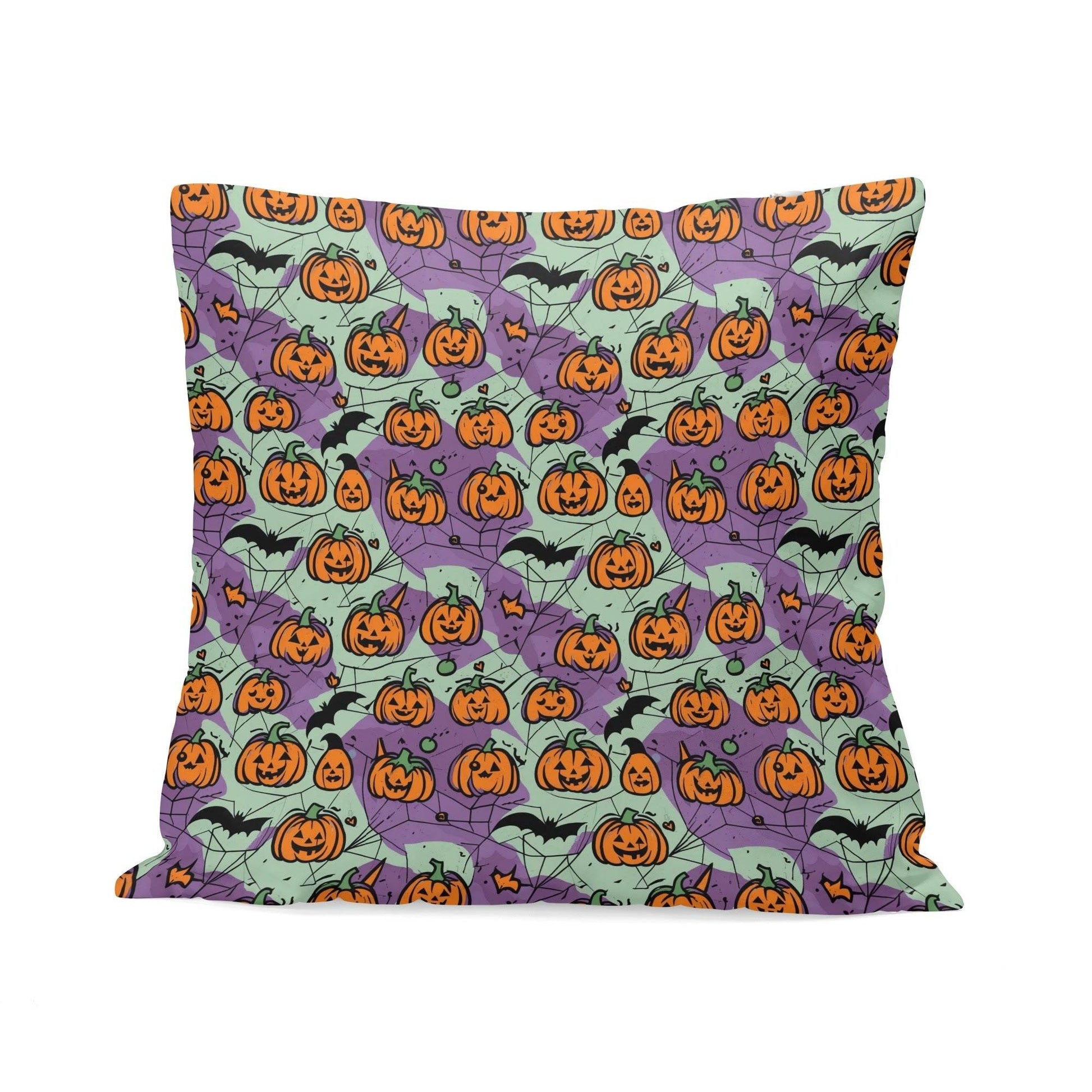 Green and Purple Pumpkins Peach Velvet 4 Pcs Square Pillow Case Covers (5 sizes) - DeRose Seasonal