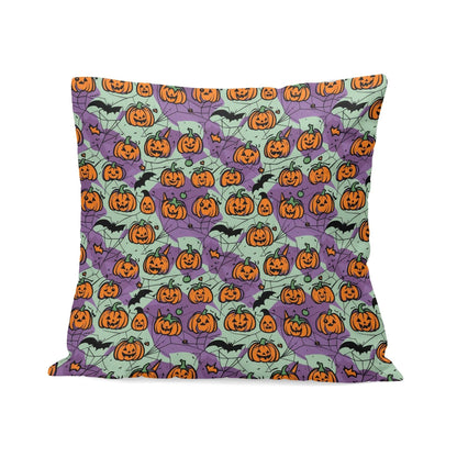 Green and Purple Pumpkins Peach Velvet 4 Pcs Square Pillow Case Covers (5 sizes) - DeRose Seasonal