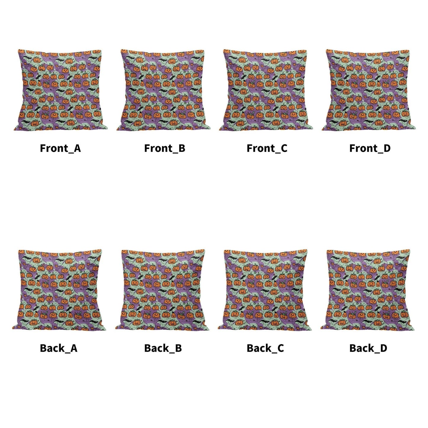Green and Purple Pumpkins Peach Velvet 4 Pcs Square Pillow Case Covers (5 sizes) - DeRose Seasonal