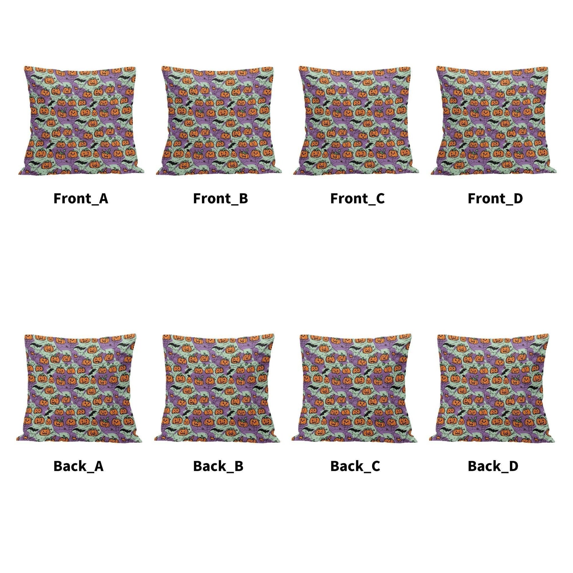 Green and Purple Pumpkins Peach Velvet 4 Pcs Square Pillow Case Covers (5 sizes) - DeRose Seasonal
