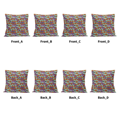Green and Purple Pumpkins Peach Velvet 4 Pcs Square Pillow Case Covers (5 sizes) - DeRose Seasonal