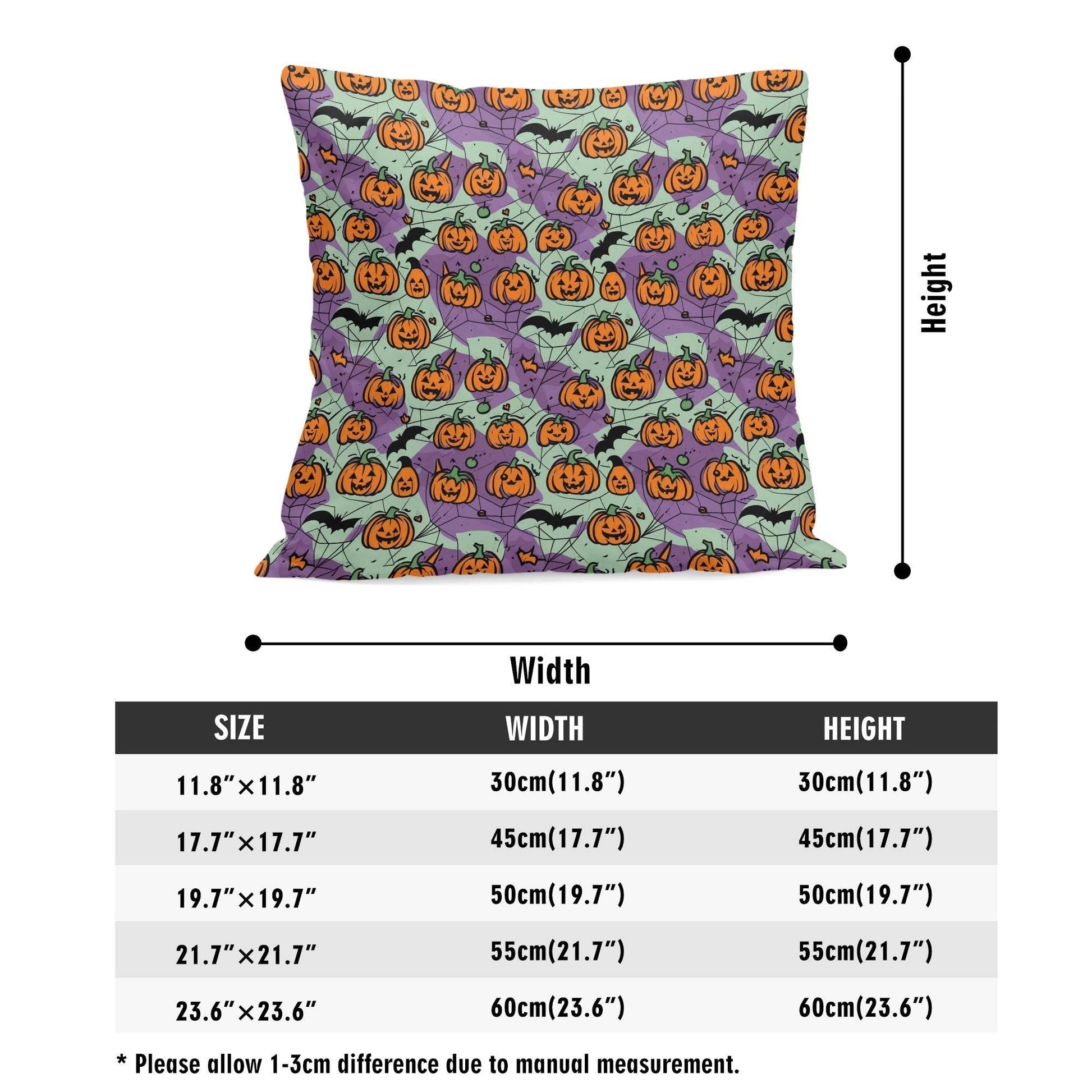 Green and Purple Pumpkins Peach Velvet 4 Pcs Square Pillow Case Covers (5 sizes) - DeRose Seasonal