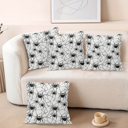 Cute Spiders Peach Velvet 4 Pcs Square Pillow Case Covers (5 sizes) - DeRose Seasonal
