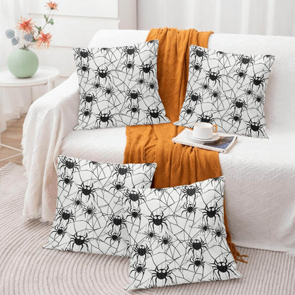 Cute Spiders Peach Velvet 4 Pcs Square Pillow Case Covers (5 sizes) - DeRose Seasonal