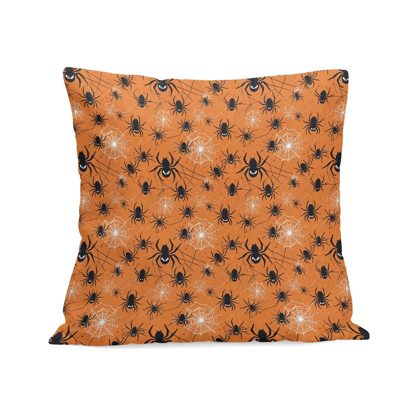 Cute Orange Spiders Peach Velvet 4 Pcs Square Pillow Case Covers (5 sizes) - DeRose Seasonal