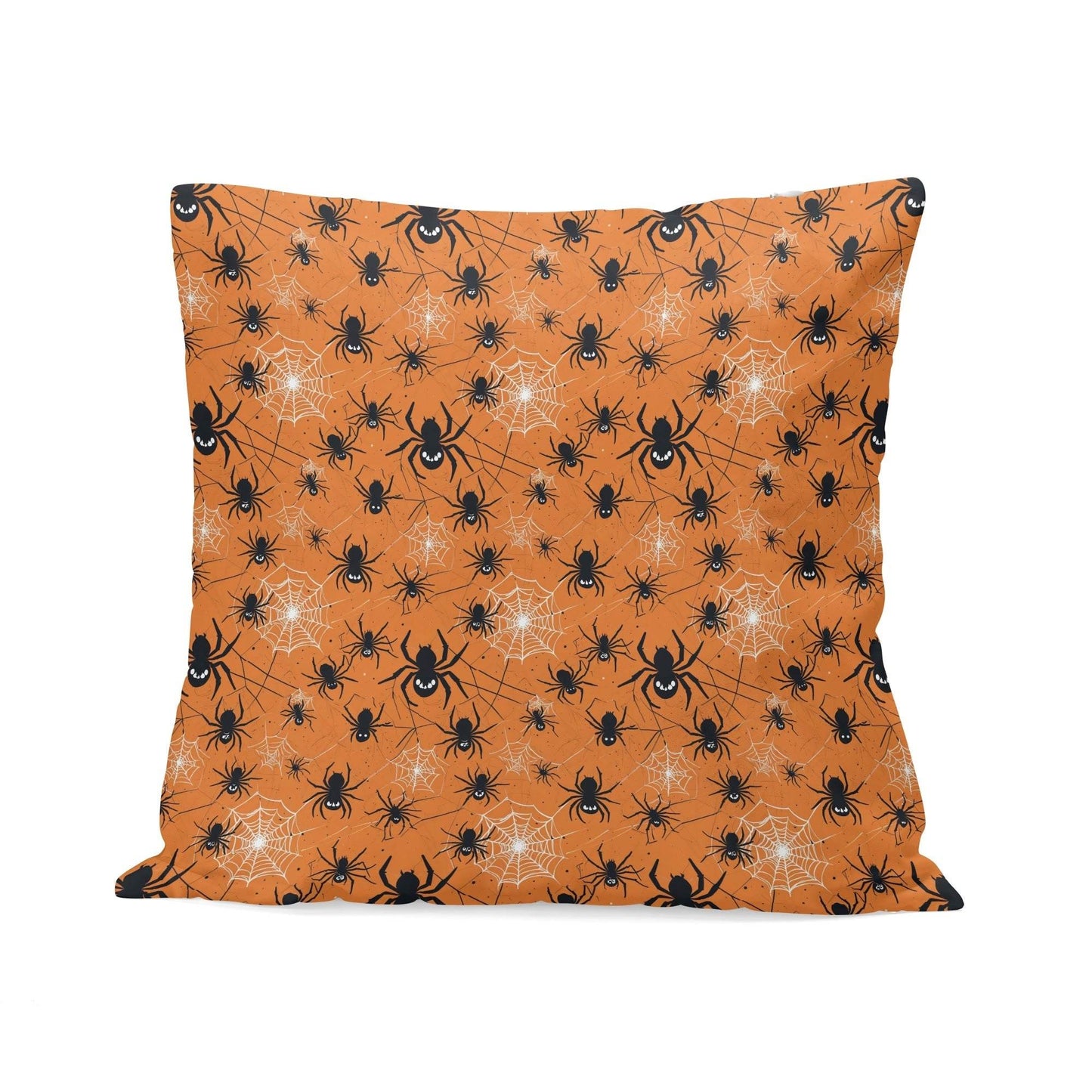 Cute Orange Spiders Peach Velvet 4 Pcs Square Pillow Case Covers (5 sizes) - DeRose Seasonal