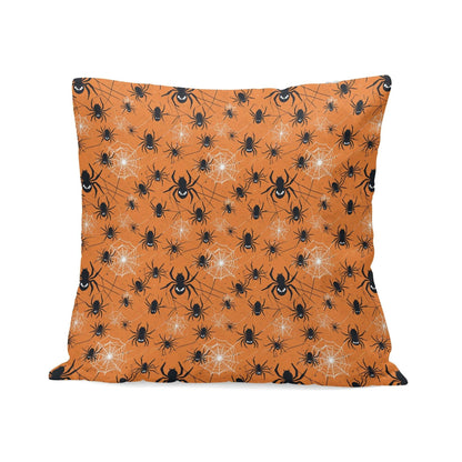 Cute Orange Spiders Peach Velvet 4 Pcs Square Pillow Case Covers (5 sizes) - DeRose Seasonal