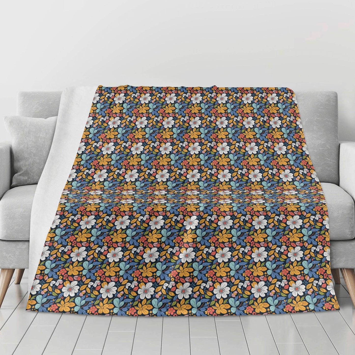Bright Flowers Horizontal Flannel Breathable Blanket 4 Sizes - DeRose Seasonal