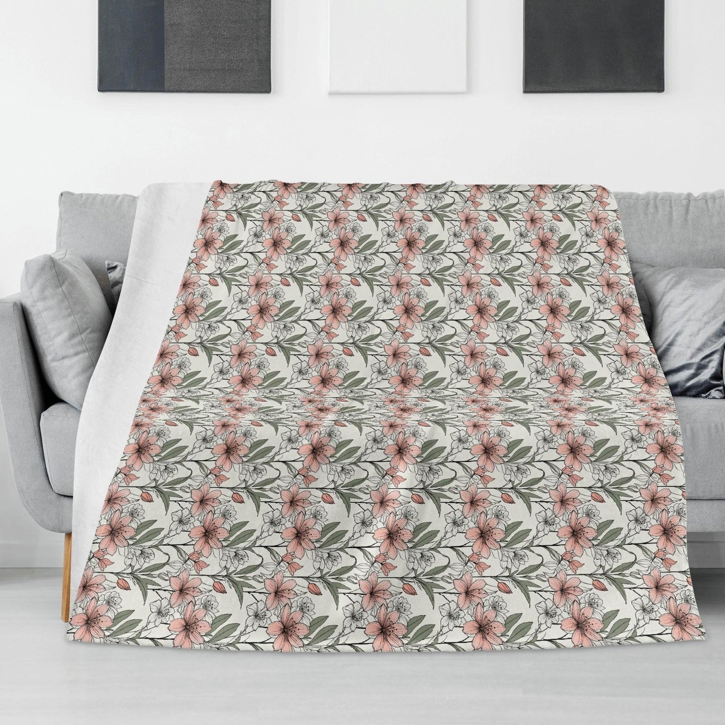 Japan Floral Horizontal Flannel Breathable Blanket 4 Sizes - DeRose Seasonal