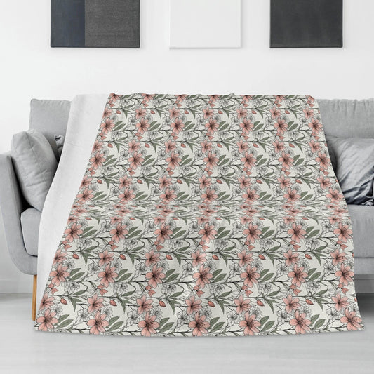Japan Floral Horizontal Flannel Breathable Blanket 4 Sizes - DeRose Seasonal