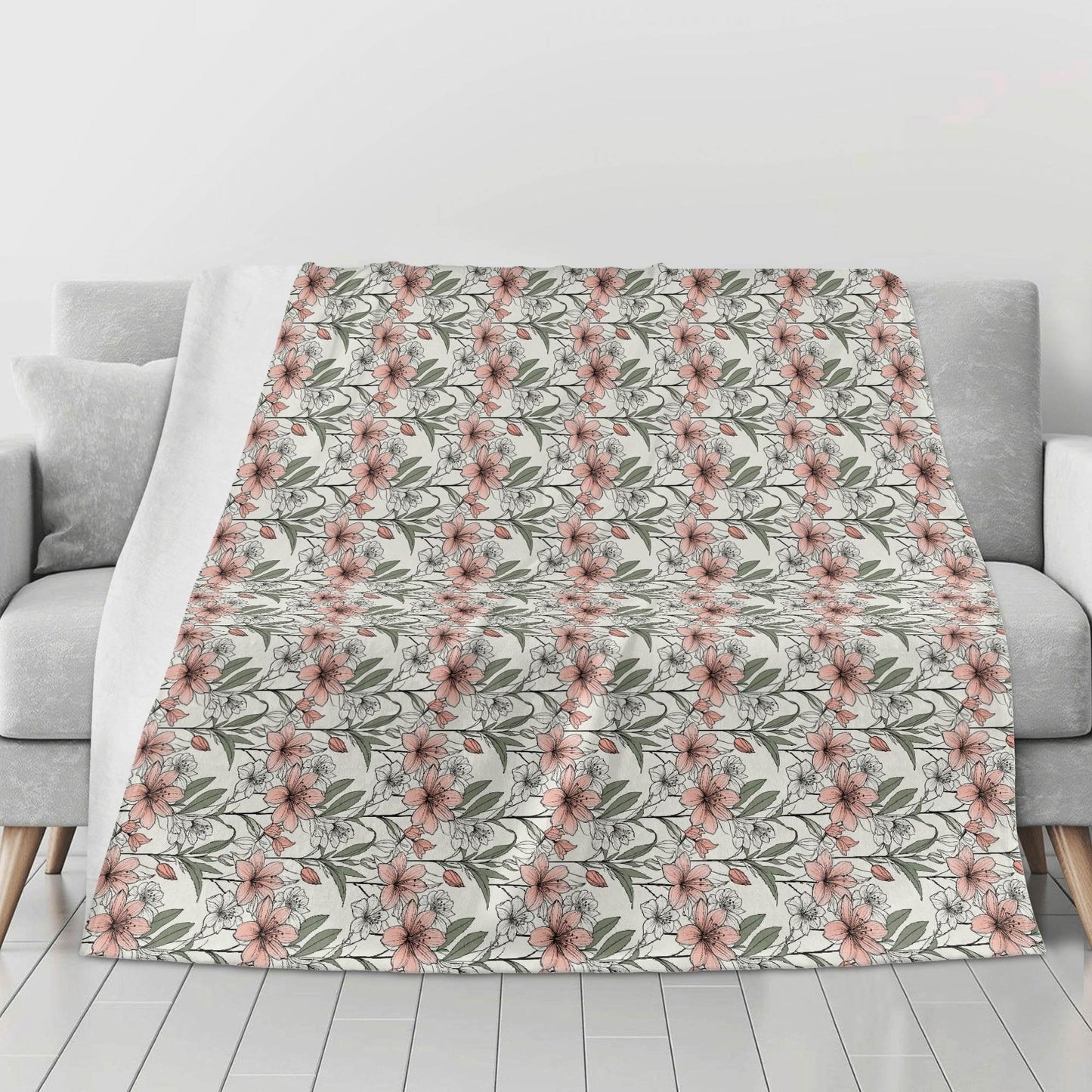 Japan Floral Horizontal Flannel Breathable Blanket 4 Sizes - DeRose Seasonal