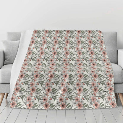 Japan Floral Horizontal Flannel Breathable Blanket 4 Sizes - DeRose Seasonal