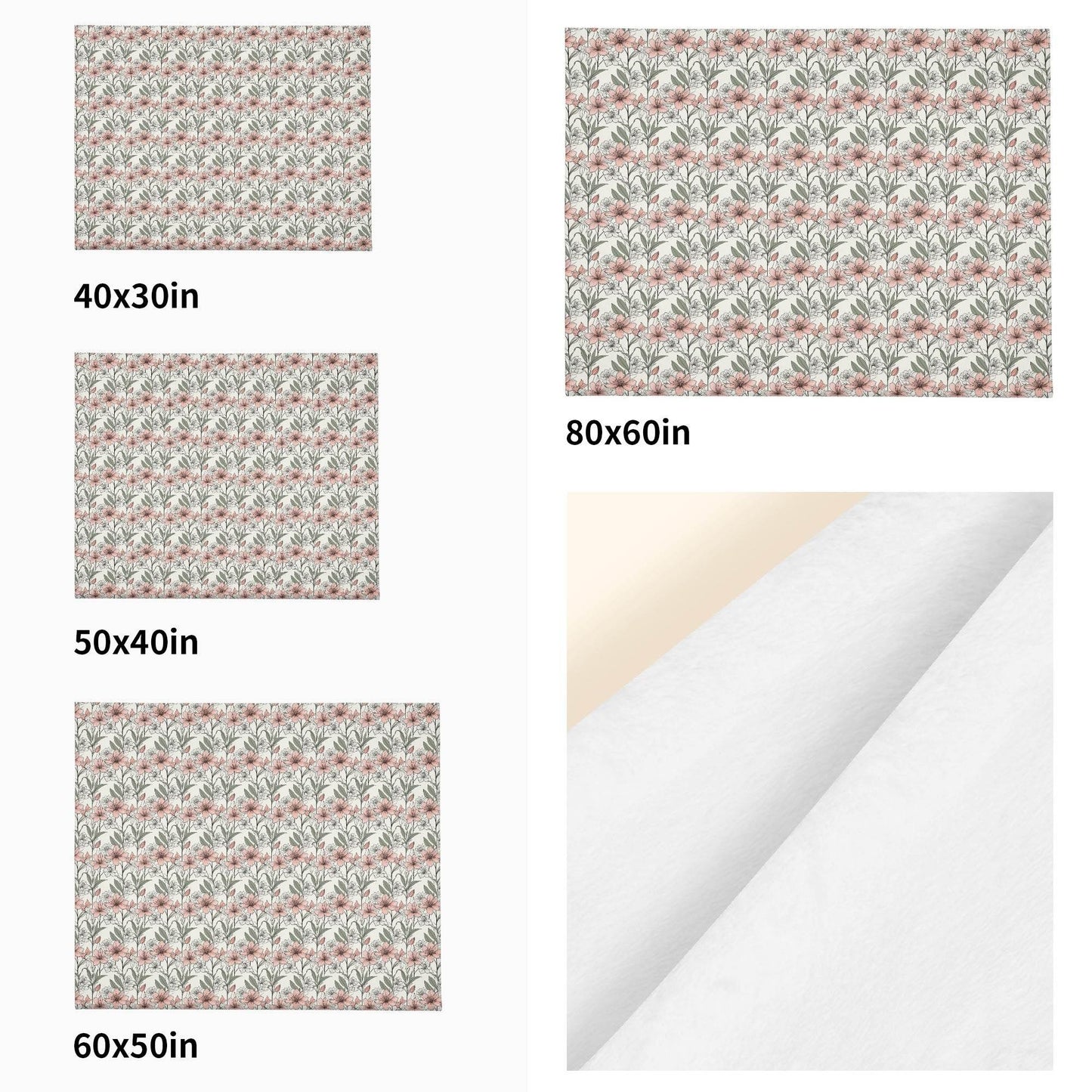 Japan Floral Horizontal Flannel Breathable Blanket 4 Sizes - DeRose Seasonal