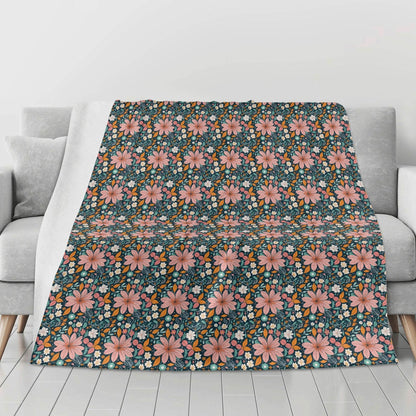 Wild Flowers Horizontal Flannel Breathable Blanket 4 Sizes - DeRose Seasonal