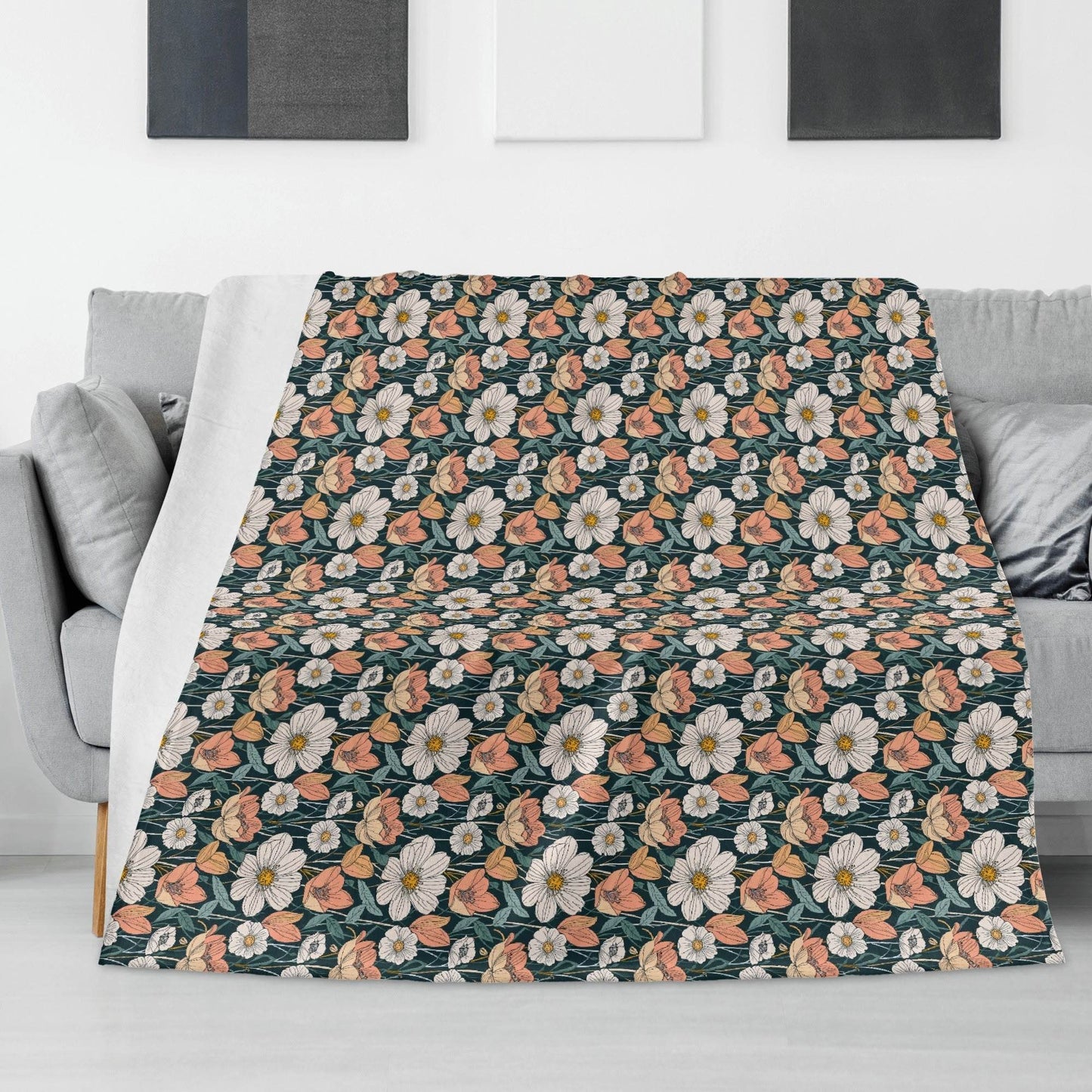 Tulips and Daisys Horizontal Flannel Breathable Blanket 4 Sizes - DeRose Seasonal