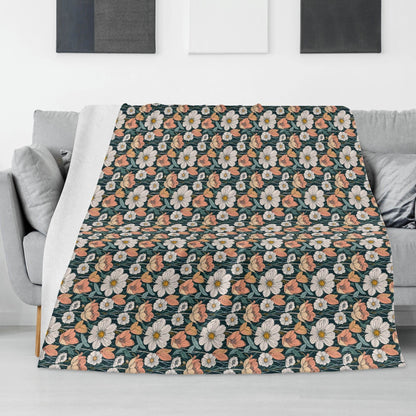 Tulips and Daisys Horizontal Flannel Breathable Blanket 4 Sizes - DeRose Seasonal