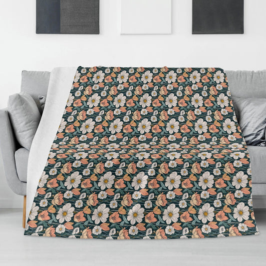 Tulips and Daisys Horizontal Flannel Breathable Blanket 4 Sizes - DeRose Seasonal