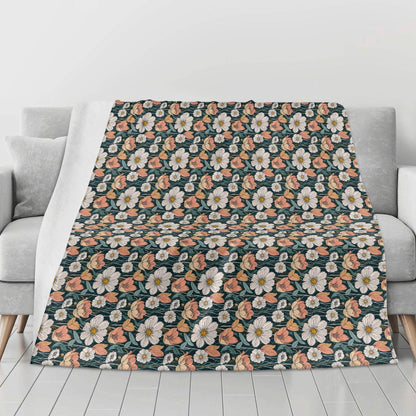 Tulips and Daisys Horizontal Flannel Breathable Blanket 4 Sizes - DeRose Seasonal
