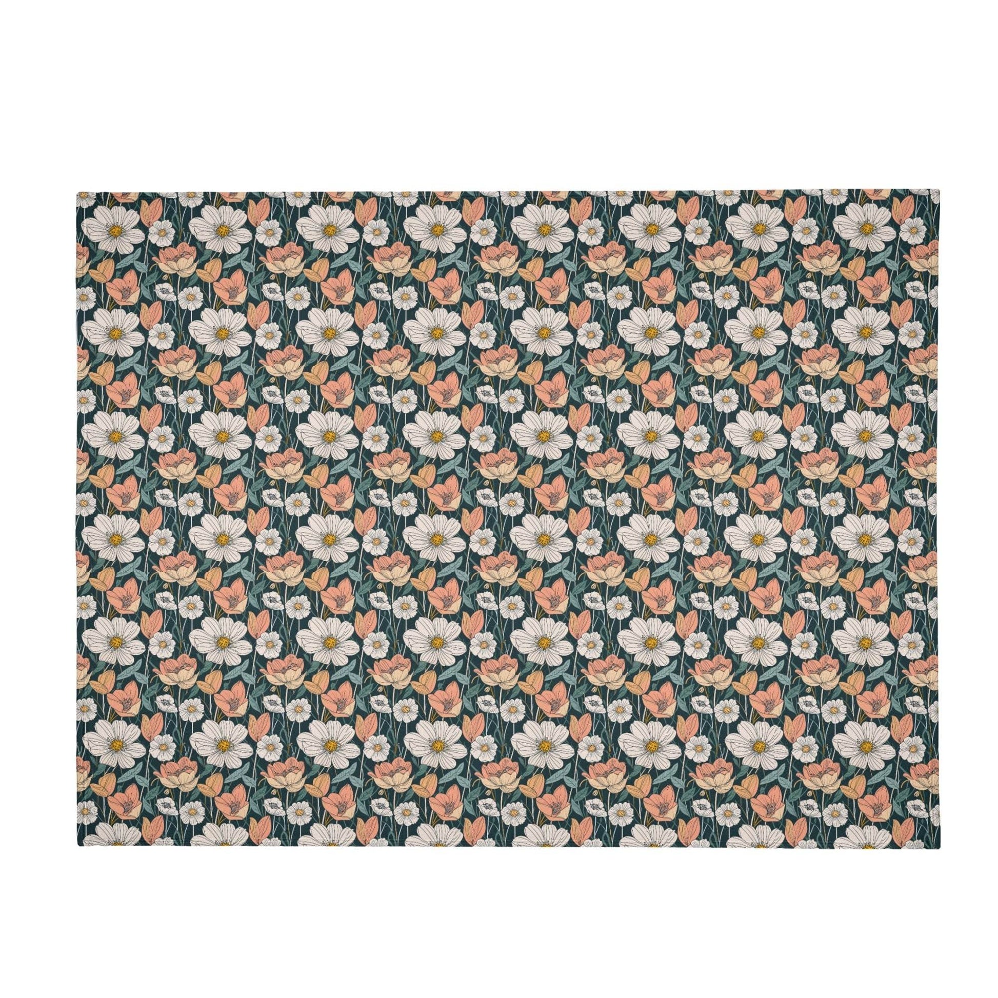 Tulips and Daisys Horizontal Flannel Breathable Blanket 4 Sizes - DeRose Seasonal