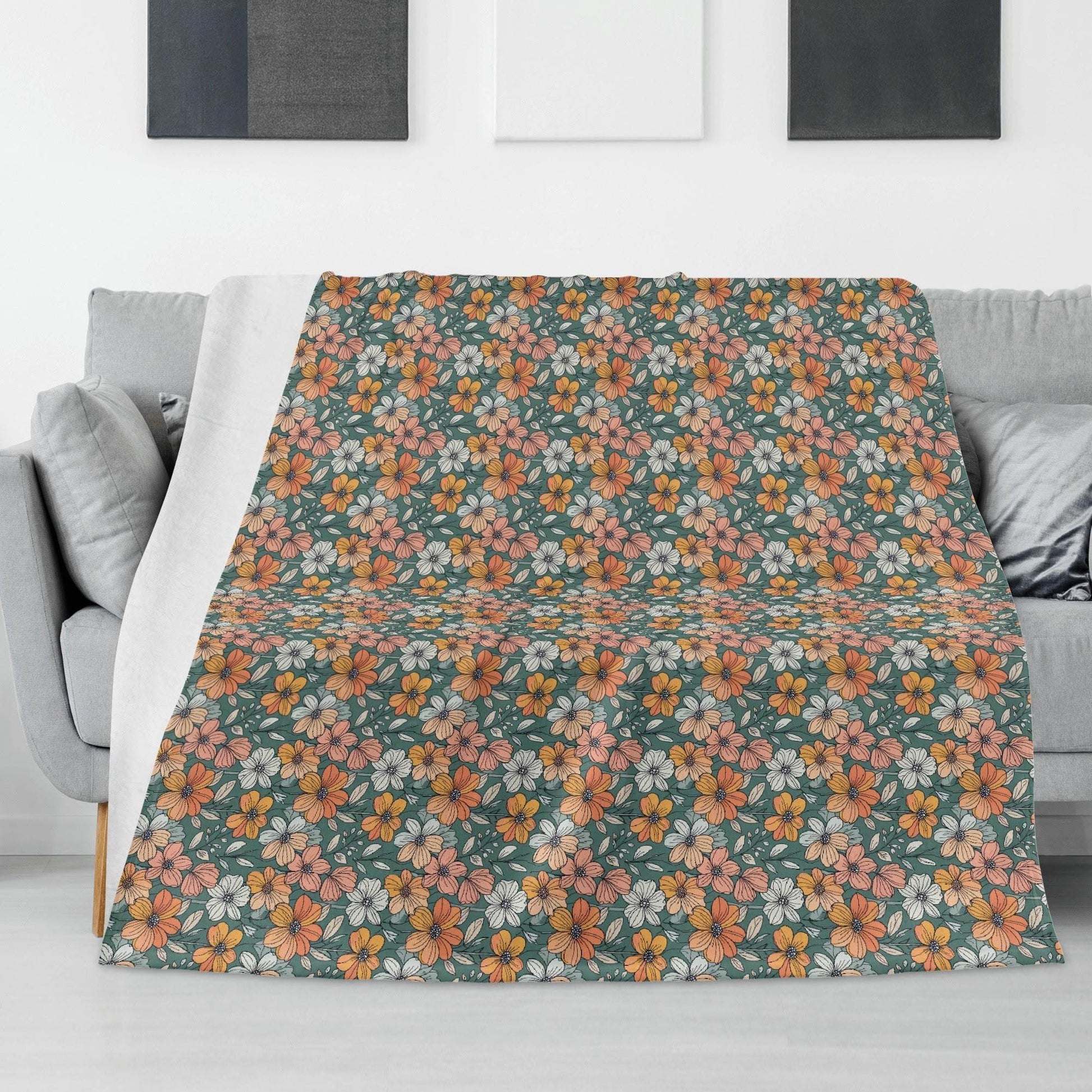 Pastel Flowers Horizontal Flannel Breathable Blanket 4 Sizes - DeRose Seasonal