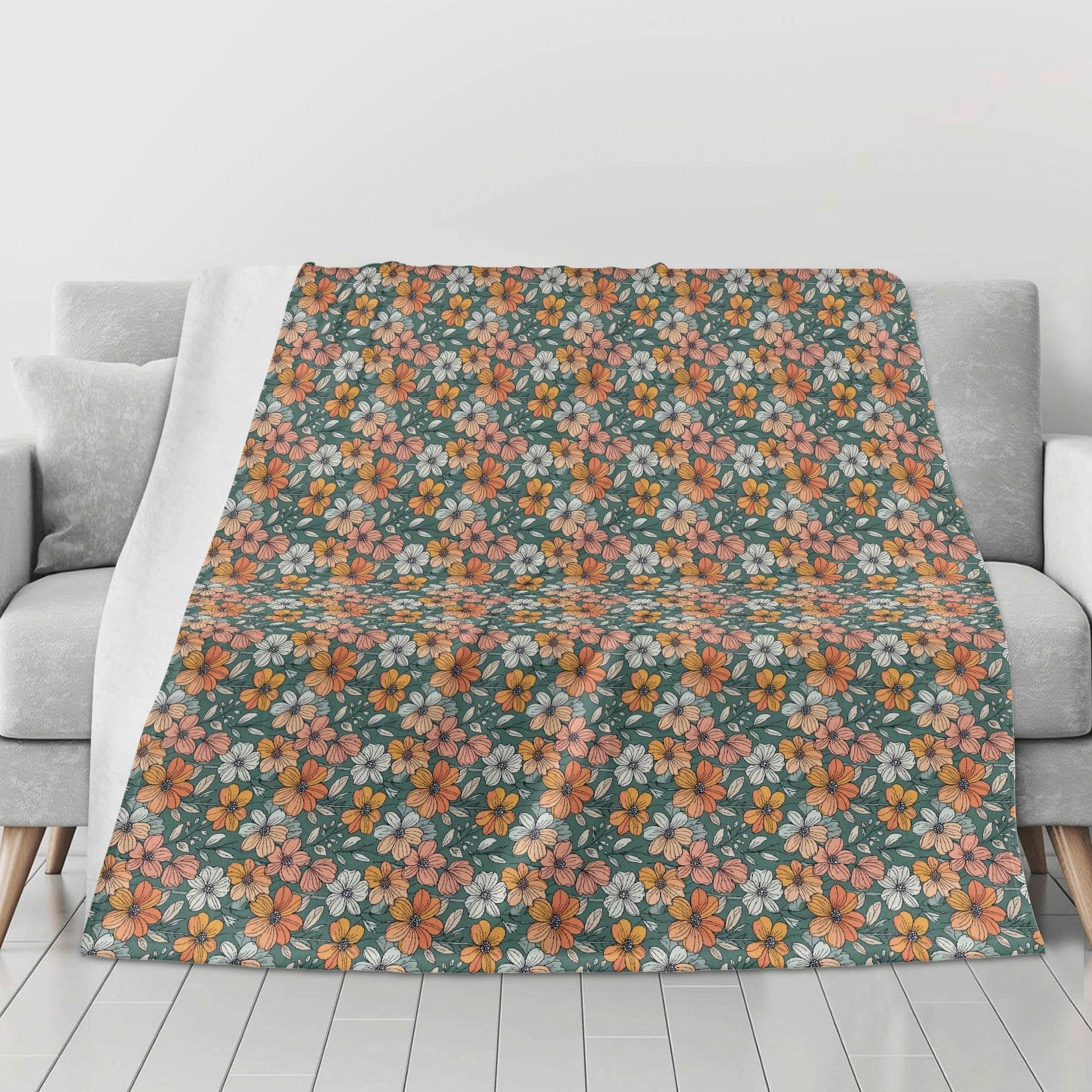 Pastel Flowers Horizontal Flannel Breathable Blanket 4 Sizes - DeRose Seasonal