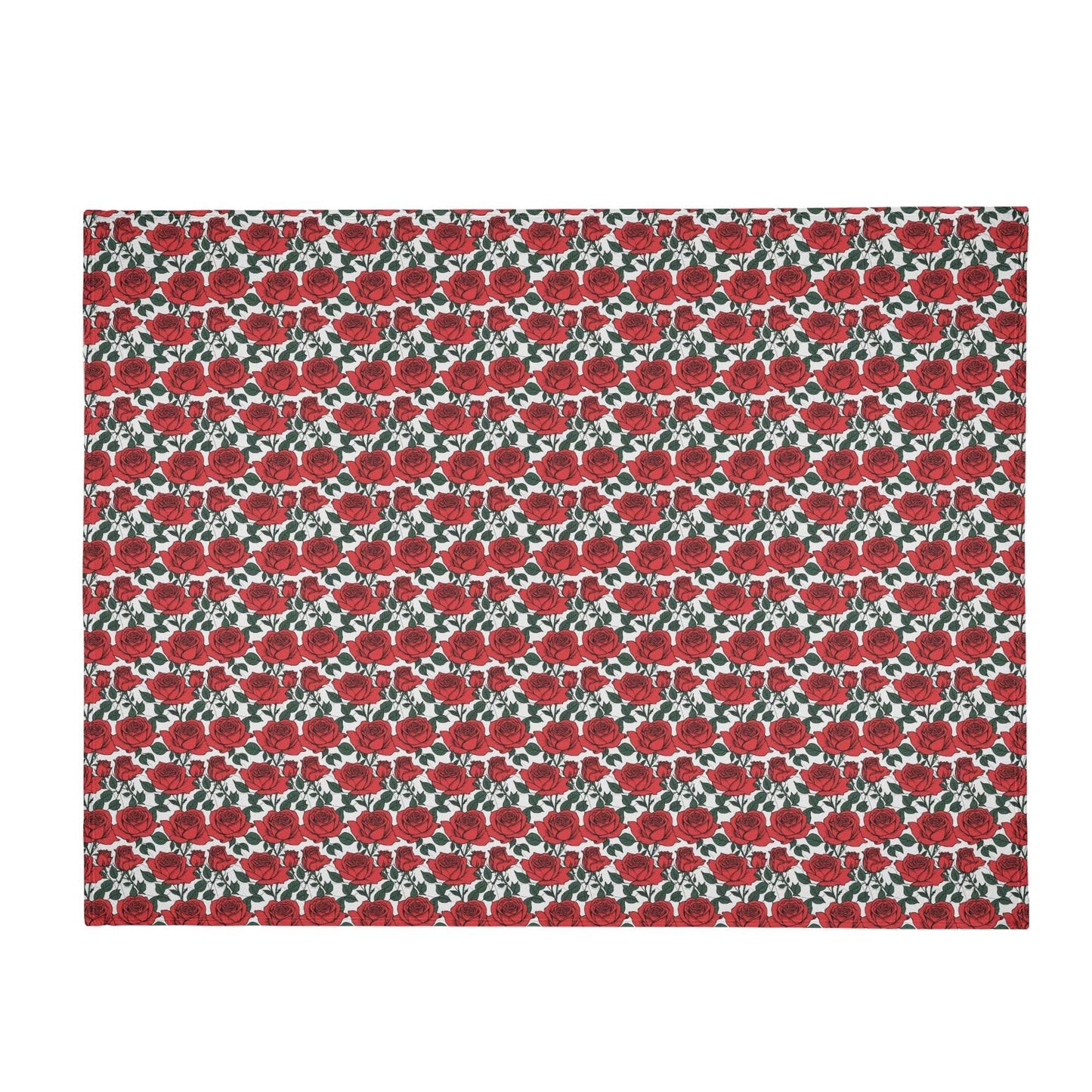 Red Leafy Roses Horizontal Flannel Breathable Blanket 4 Sizes - DeRose Seasonal