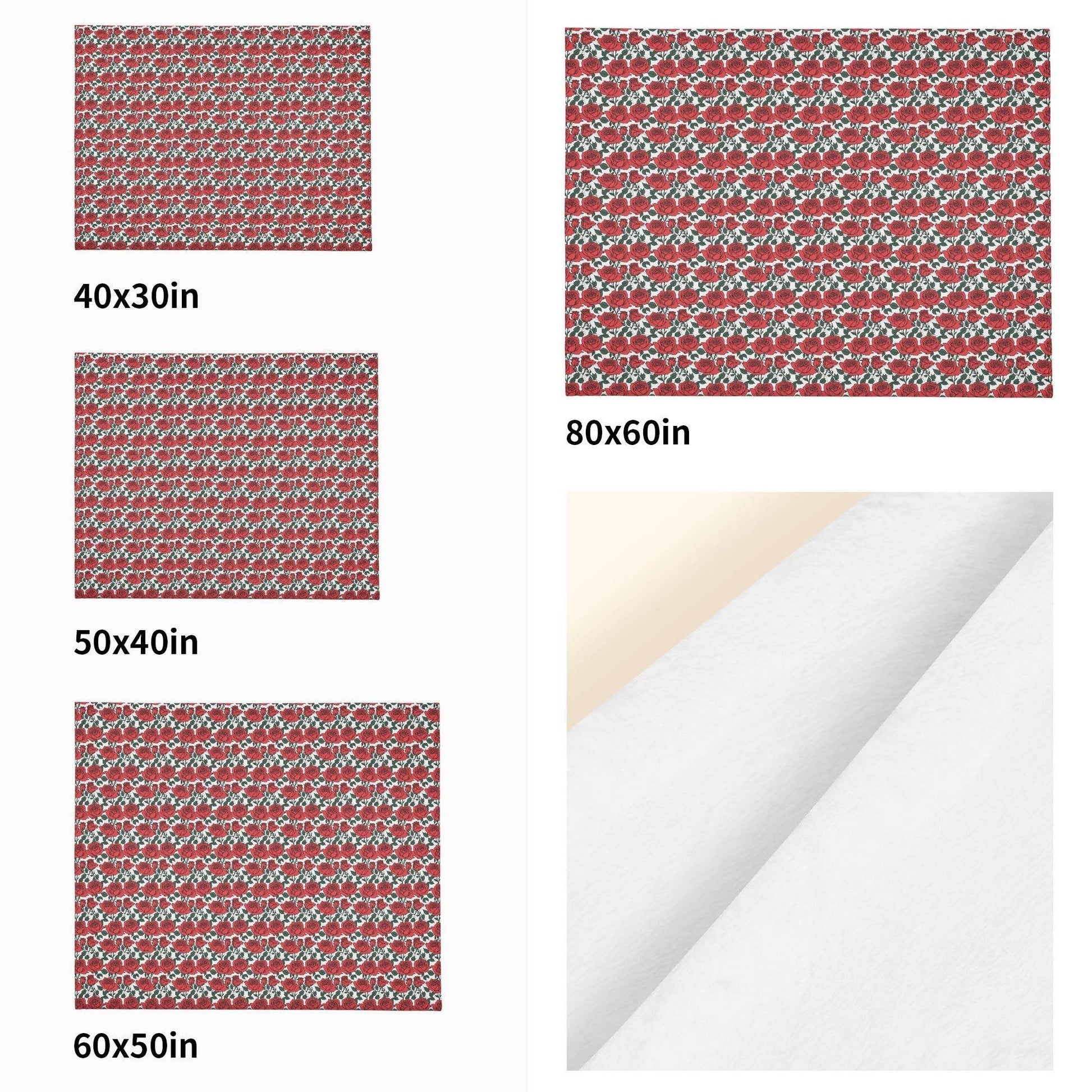 Red Leafy Roses Horizontal Flannel Breathable Blanket 4 Sizes - DeRose Seasonal