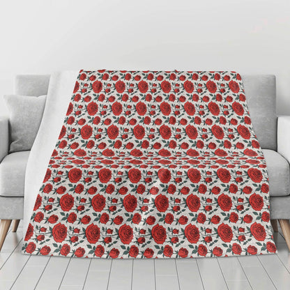 Red Roses Horizontal Flannel Breathable Blanket 4 Sizes - DeRose Seasonal
